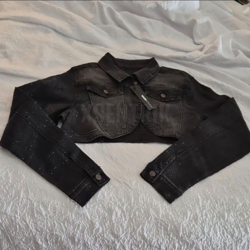 Embellished Bolero Denim Jacket ▪︎ Black Wash ▪︎ XL - Picture 11 of 15